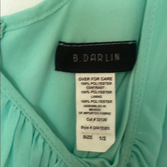 Short sea foam and white prom dress w/silver seq - Picture 6 of 6